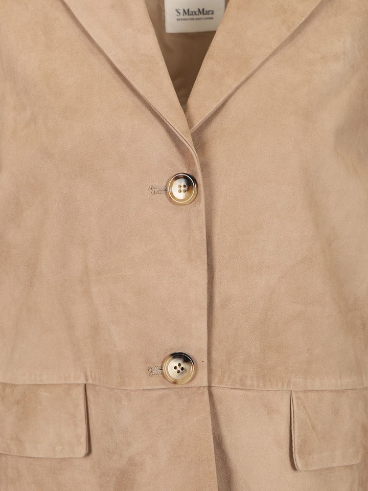 'S Max Mara Single-Breasted Suede Jacket Jackets - Beige | 117afa0edaaa289053f2b18a504e404f68c7e3df