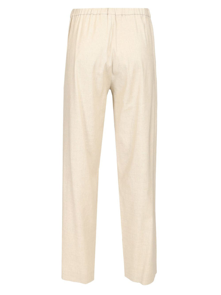 'S Max Mara Linen Drawstring Trousers - White | 5199833fb0ab5256fbfdbc1fe117b7a8aa455c6a