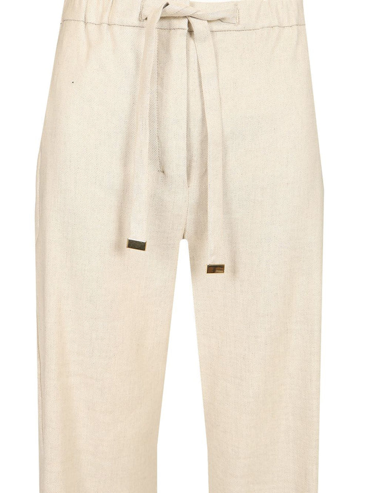 'S Max Mara Linen Drawstring Trousers - White | 0c190e203d2a3b60051c87bd1d8d333910e41bb3