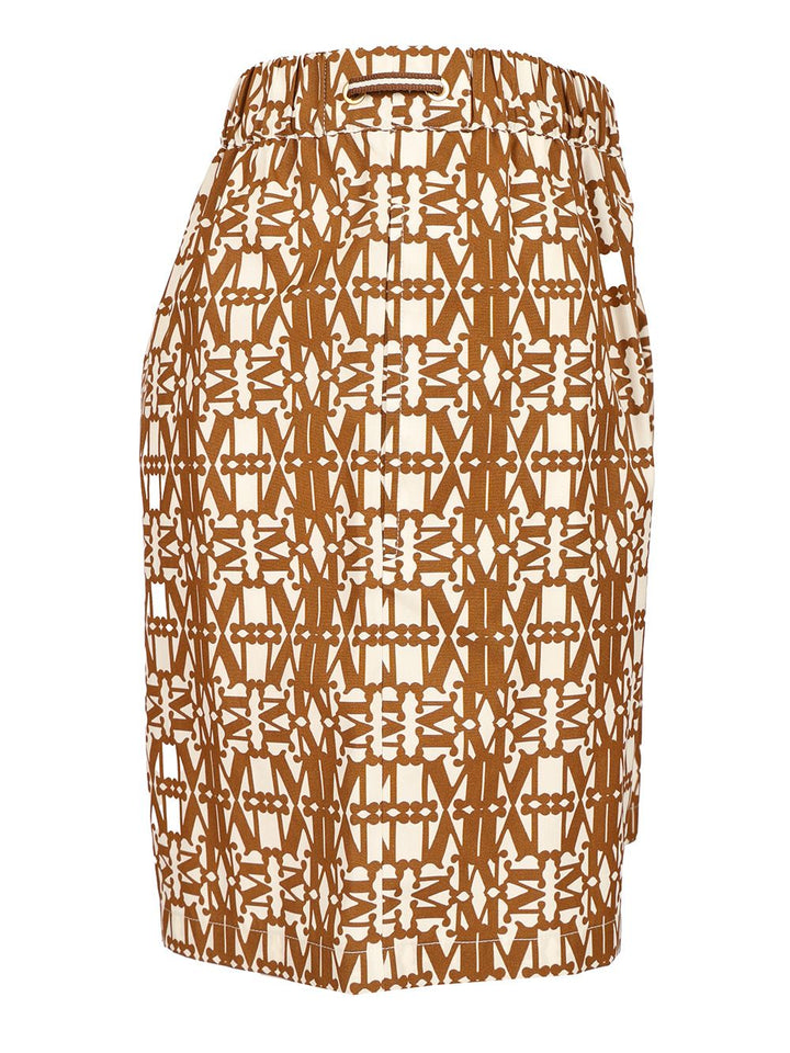 Max Mara Printed Poplin Shorts Trousers - Brown | c60c1ad21b5358b8a68dab3d37b4ce9c0cdee008