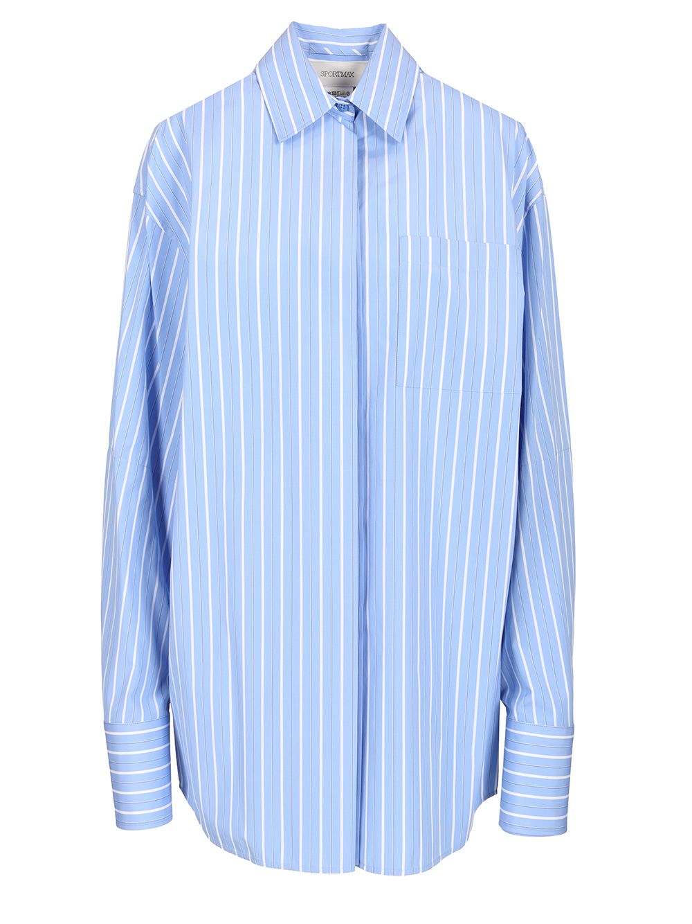 Sportmax Striped Cotton Poplin Shirt Tops - Light blue | b340367a2271a910d17d1c9c0c667d93771dad18