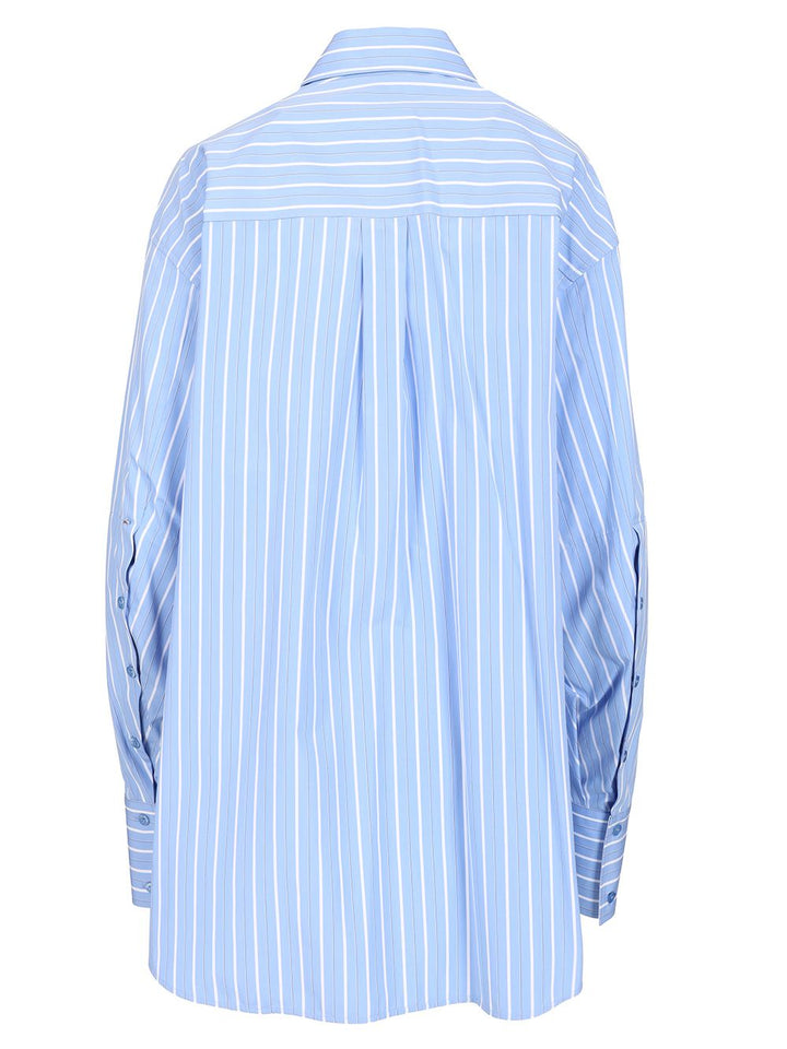 Sportmax Striped Cotton Poplin Shirt Tops - Light blue | 1407e2a2584a342f5965c3b67be4c8203c8bde74