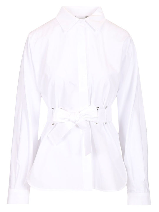 Poplin Shirt With Belt Shirts White