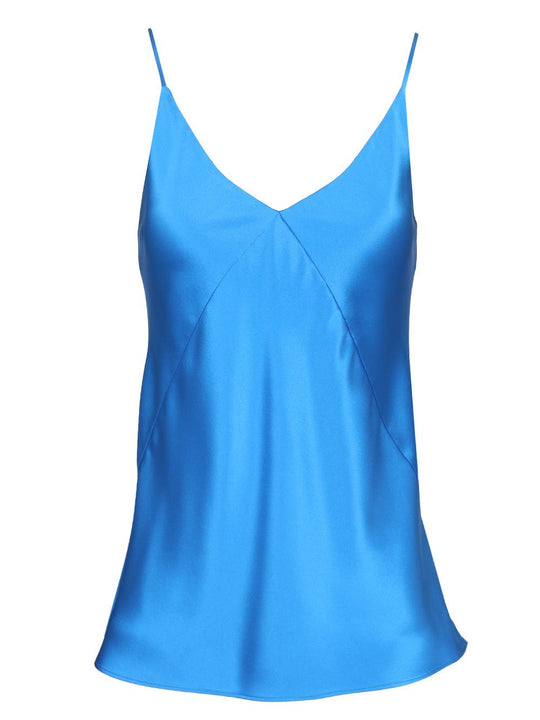 Spaghetti Strap Satin Top Tops Blue