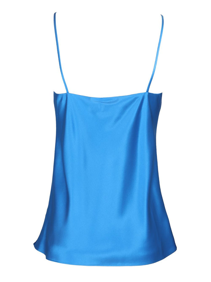 Max Mara Spaghetti Strap Satin Top Tops - Blue | 69e84ca28949b1c9fd1ae0f8d573a1ee4b4cde32