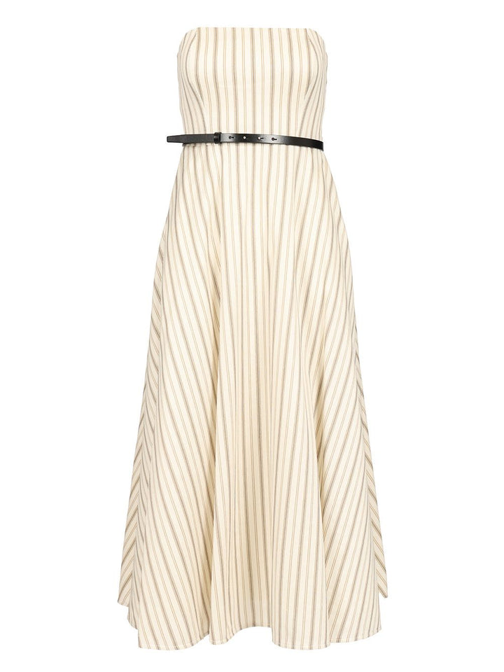 Max Mara Striped Cotton And Linen Bustier Dress Dresses - White | 7e16d4c16debd2f6e2f0e65b31e7b66286639971