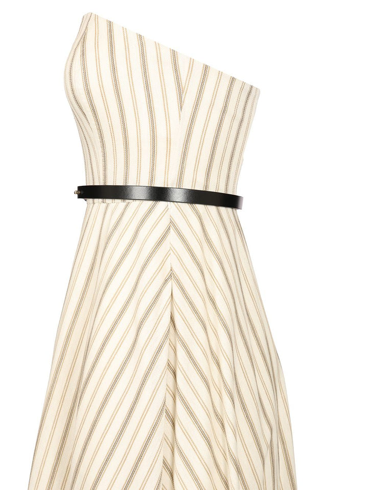 Max Mara Striped Cotton And Linen Bustier Dress Dresses - White | 11a6a3bbb54e6d24009400cbf7cba0157944bf19