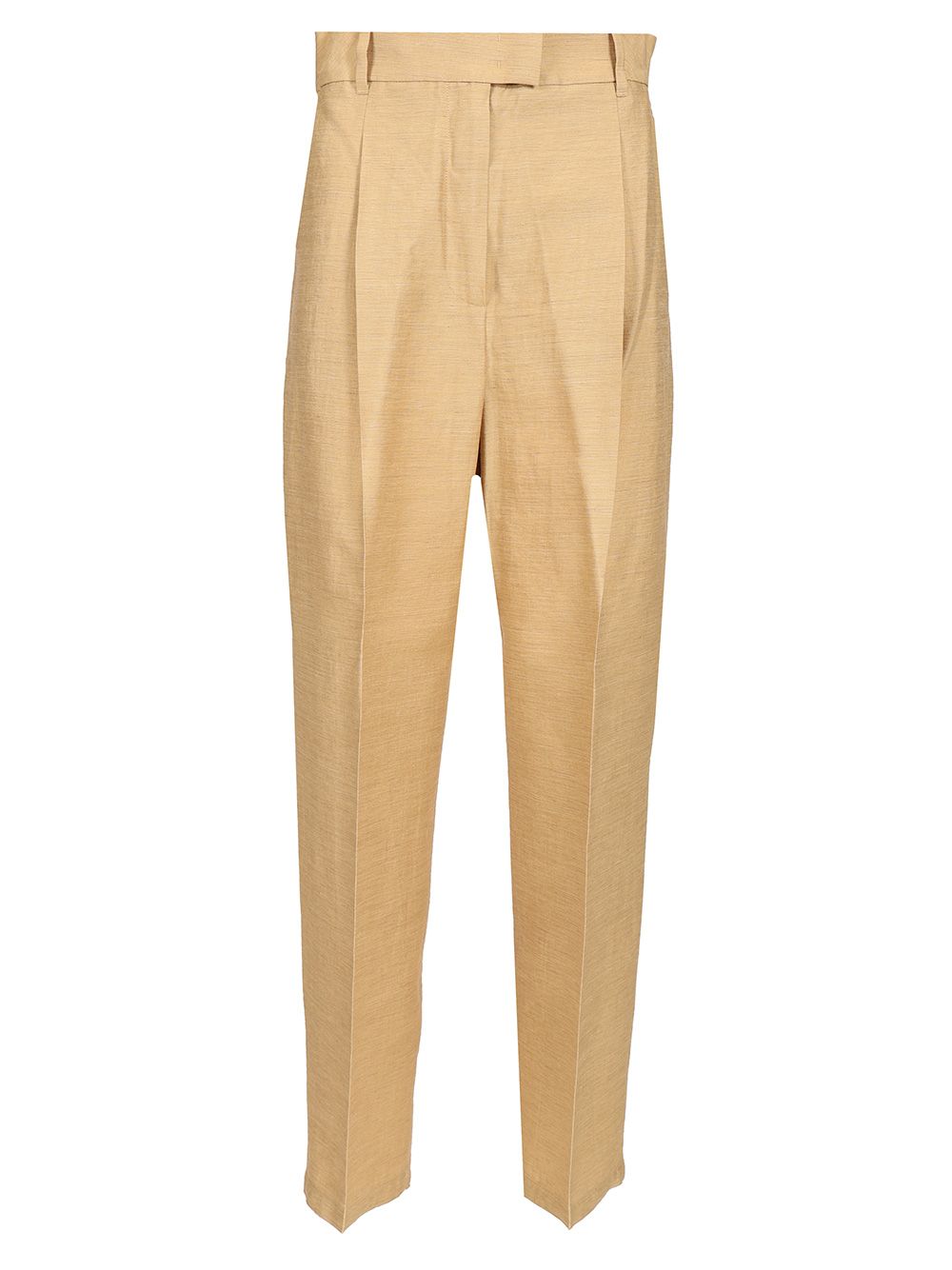 Max Mara Straight  In Linen And Silk Trousers - Beige | 9ffbf409c9e2329ce2ed92576ac377112f23a2ae