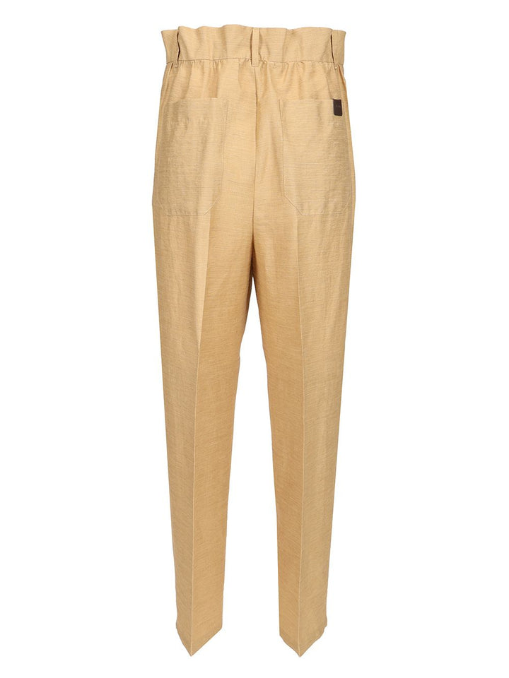 Max Mara Straight  In Linen And Silk Trousers - Beige | 450b1686771a886c05713c511c616426ec92895b