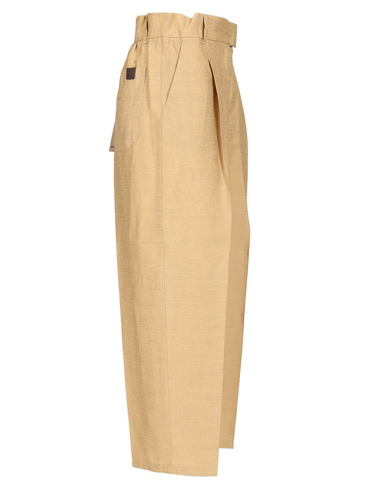 Max Mara Straight  In Linen And Silk Trousers - Beige | bb5773393cfa9b088fdfdc61495ceef1888e721c