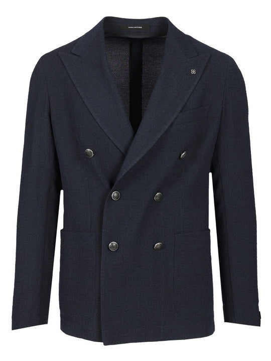 Montecarlo Doppio Petto Misto Lana Crepe Jackets Blue