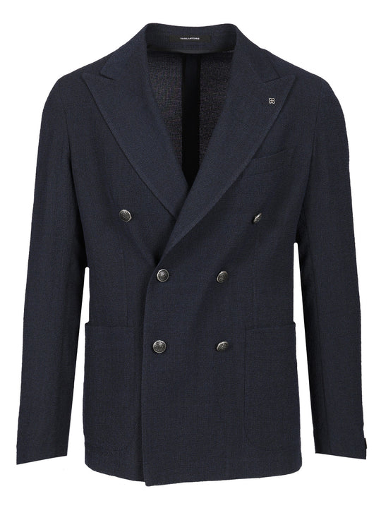Montecarlo Doppio Petto Misto Lana Crepe Jackets Blue