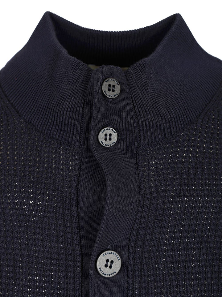 Ballantyne Rice Stitch Cotton Cardigan Knitwear - Blue | 3390b5b8a9c889c67749f6c8d415b80da9ae070b