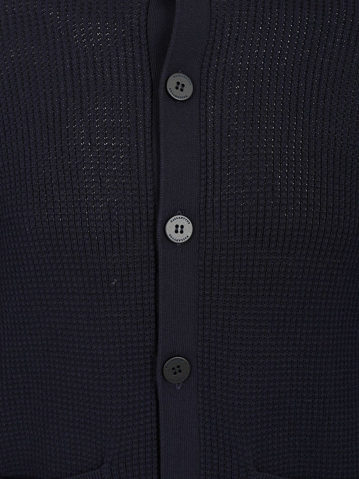 Ballantyne Rice Stitch Cotton Cardigan Knitwear - Blue | e68865744de464d1bec6bd336aa0f0a66c5171bc