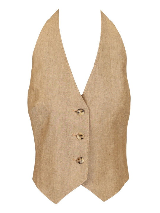 Open Back Vest Jackets Beige