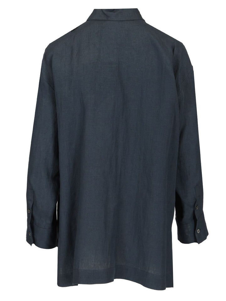 'S Max Mara Linen Polo Shirt Shirts - Blue | 65e59b97c2d818208fd1cd690f628f3601568124