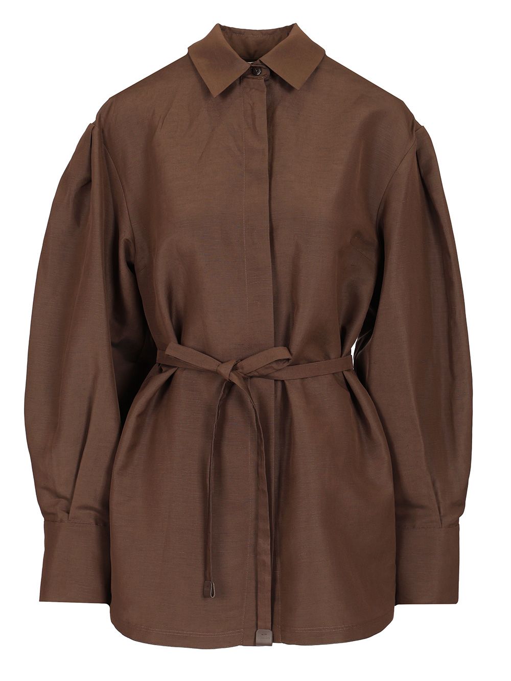 Max Mara Shirt With Belt Shirts - Brown | da46880fa351d22e808924fe08d73e1db5c895a0