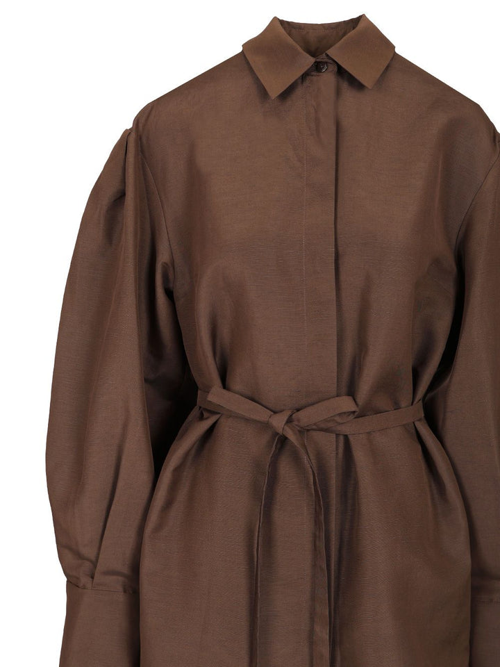 Max Mara Shirt With Belt Shirts - Brown | ed60c5f6d05071179190b0017cdf1788965a7d6d
