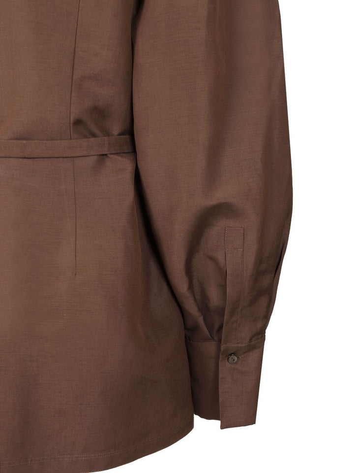 Max Mara Shirt With Belt Shirts - Brown | 82c94bd517debeadfa33b3d9c89d2309e4190fdc