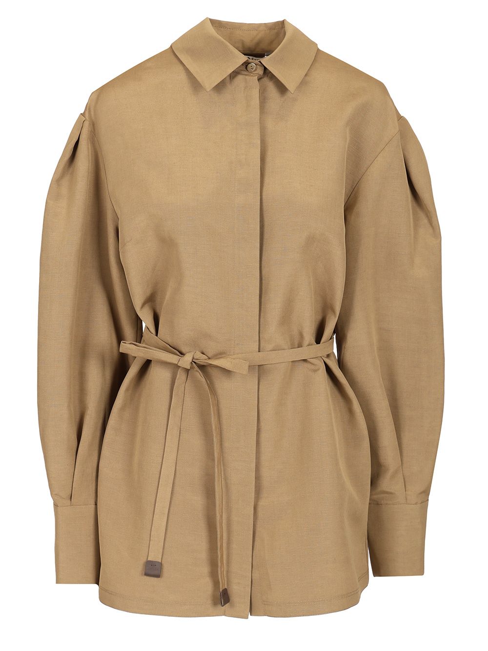 Max Mara Shirt With Belt Shirts - Beige | 8e29b89863f04d4bf87f276de850922321965ae5
