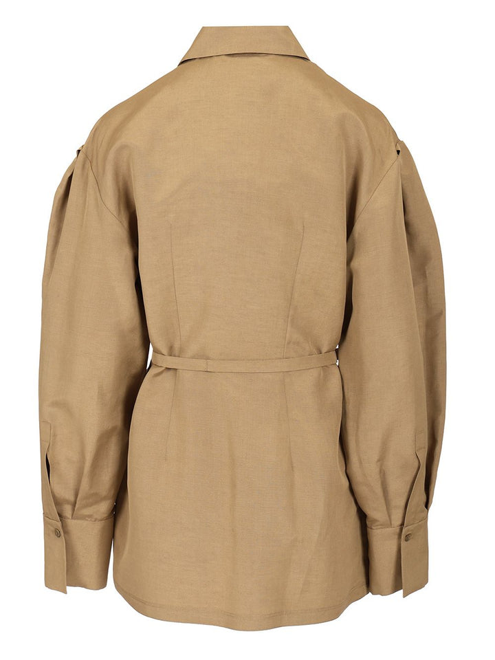 Max Mara Shirt With Belt Shirts - Beige | 7d819bc76e212041ef2773447bfa5caa2854fbef
