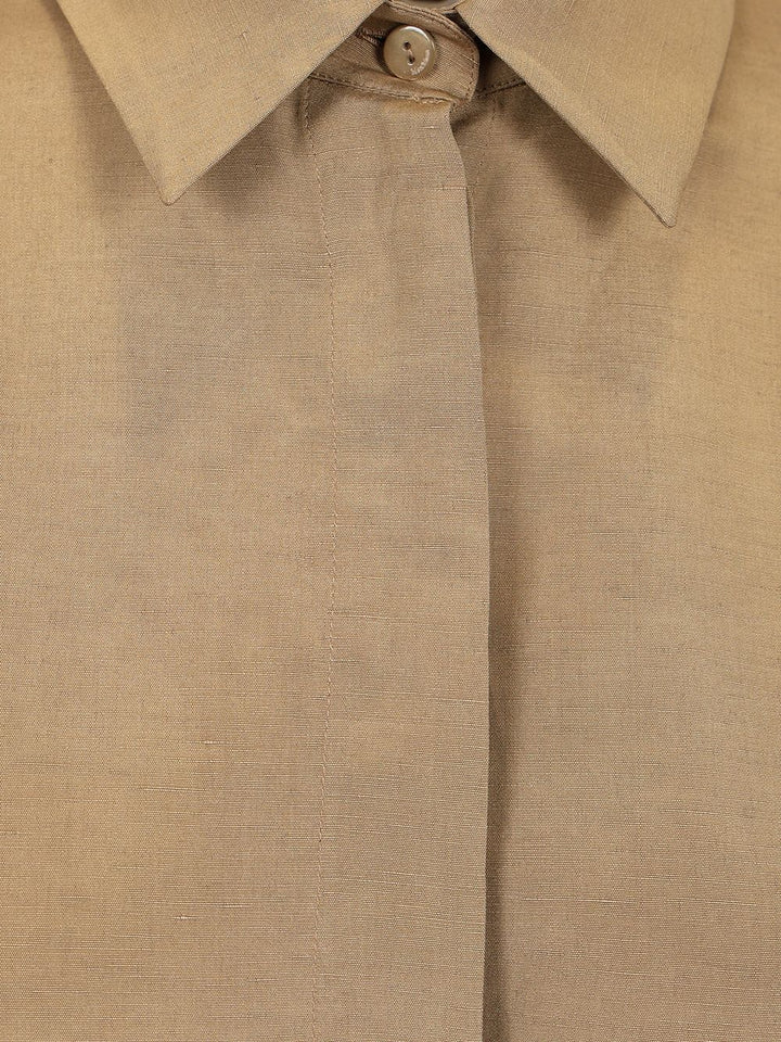 Max Mara Shirt With Belt Shirts - Beige | d2b64f69646d052cbd28deda6fe0fadc110de8c6