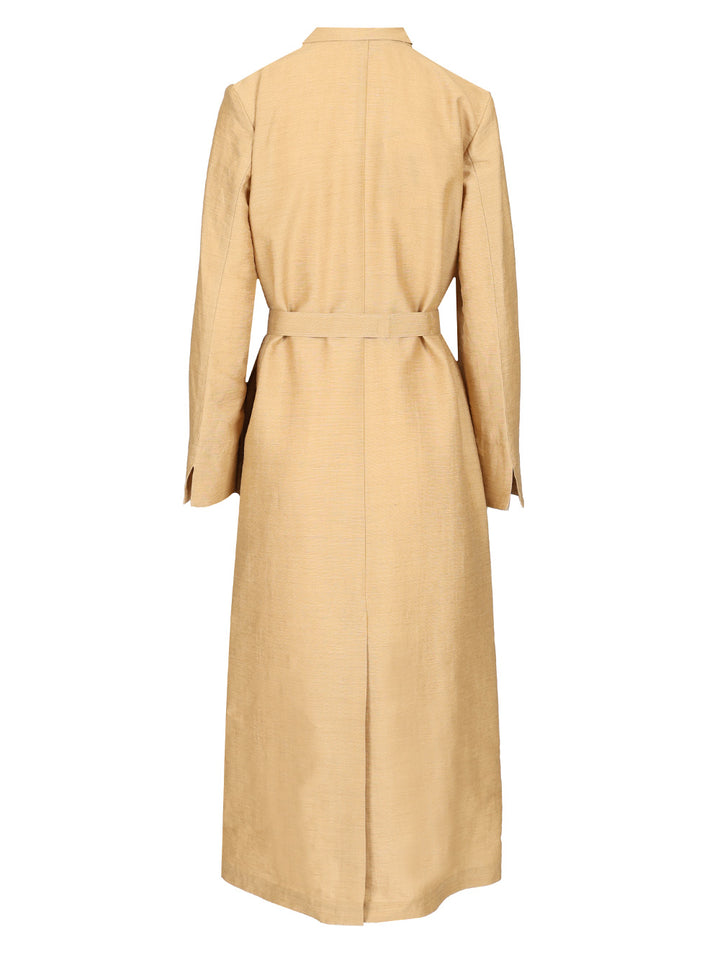 Max Mara Linen And Silk Canvas Overcoat Coats - Gold | 94dbf737511403a5b3f55b9be4bc98e18d5aabf3