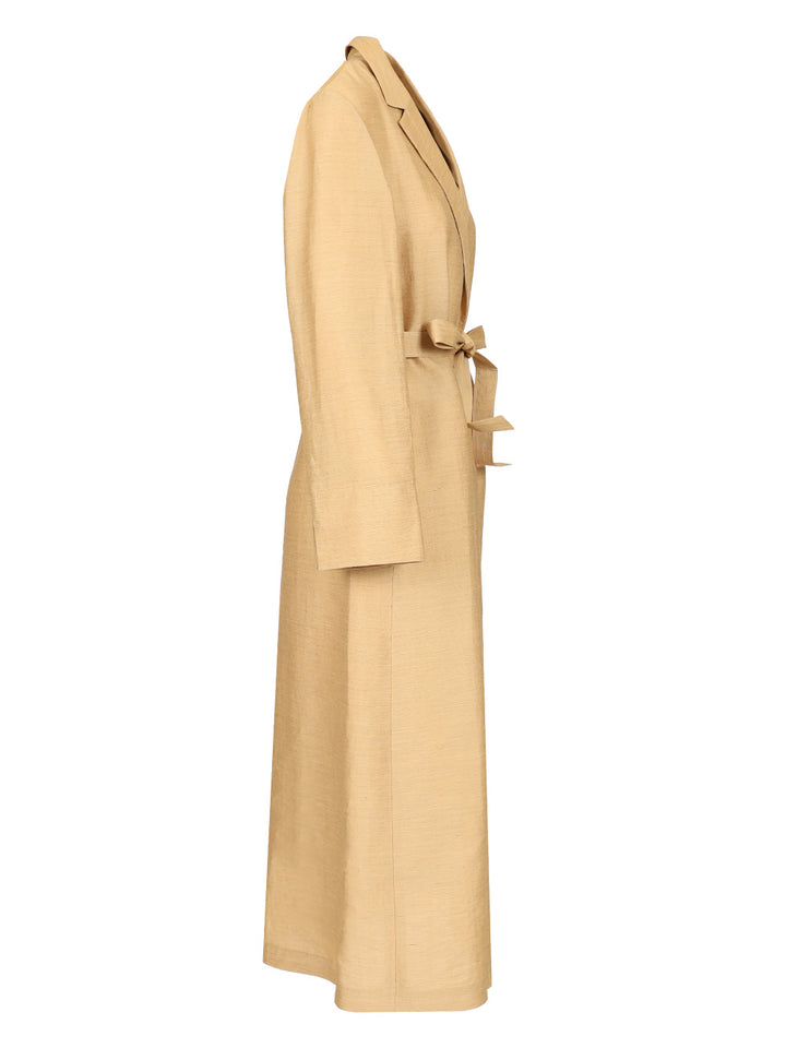 Max Mara Linen And Silk Canvas Overcoat Coats - Gold | cdc10ed5bcc2163ce8c3a87036eaf772b6203630