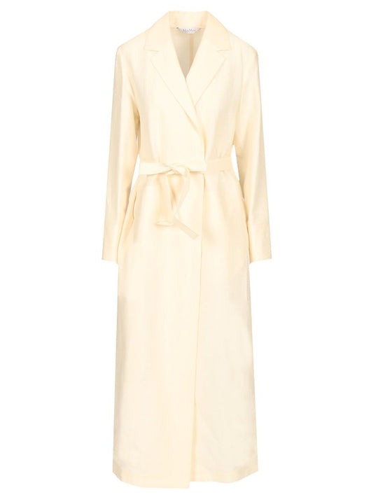 Linen And Silk Canvas Overcoat Dresses White