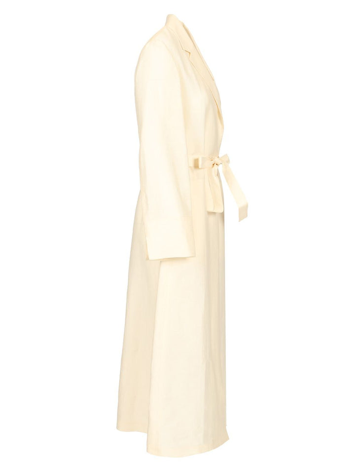 Max Mara Linen And Silk Canvas Overcoat Dresses - White | 98d2684086139b39f5177adbc5a3605d2efe84ae