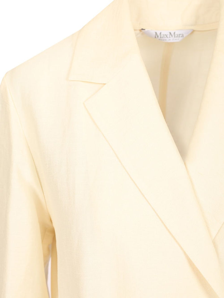 Max Mara Linen And Silk Canvas Overcoat Dresses - White | 13527584974f5b8a567ad068657c50c91472d551