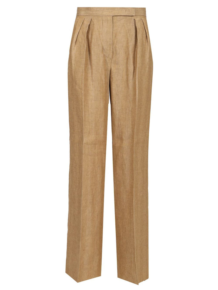 Max Mara Wide Leg Linen Trousers - Brown | f0ea4624efa37a9576cdd61275fc3eb9f676c4e9