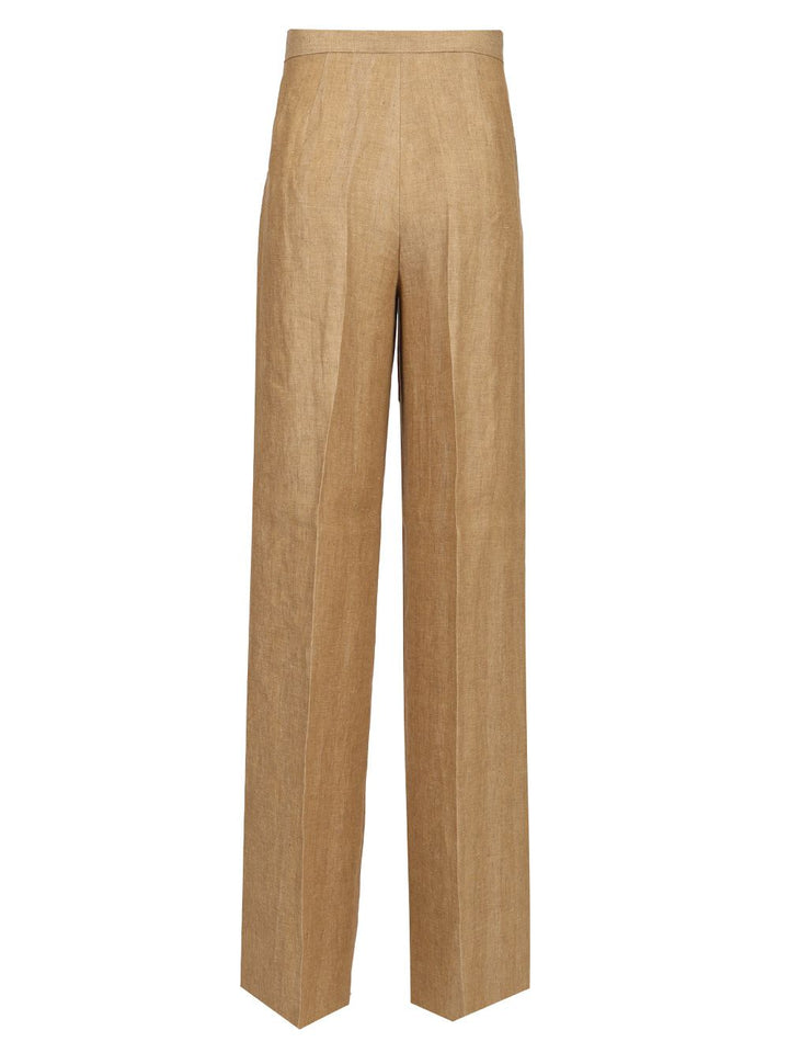 Max Mara Wide Leg Linen Trousers - Brown | 73f8914863d3ccb4c916dd5c1513031dbef99afd