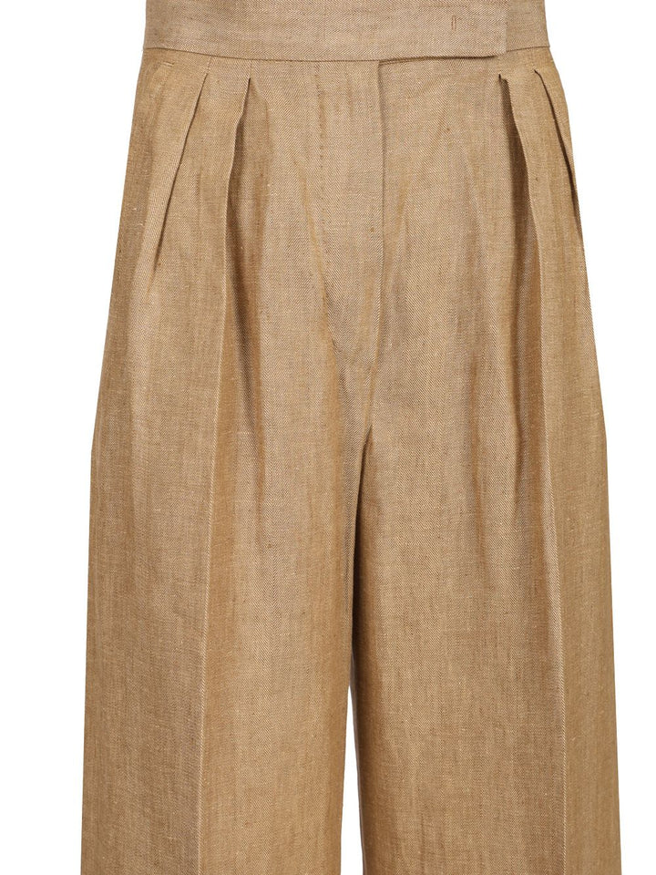 Max Mara Wide Leg Linen Trousers - Brown | c0b8d7dc7710acbcca4631023ecd02ec7cda8fbf