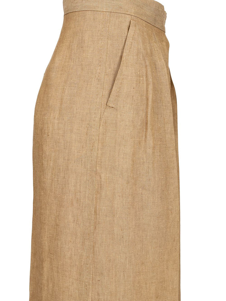 Max Mara Wide Leg Linen Trousers - Brown | 1202914e57a323f82f309c594b51c95bd45473e4