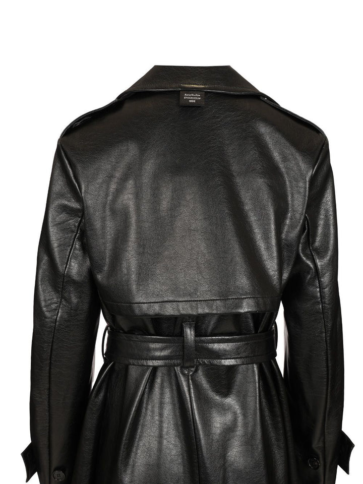 Acne Studios Long Leather Trench Coat Coats - Black | 4c6cf1f1a4f29ff0d8816f0b60f38ddf0f1ef23e