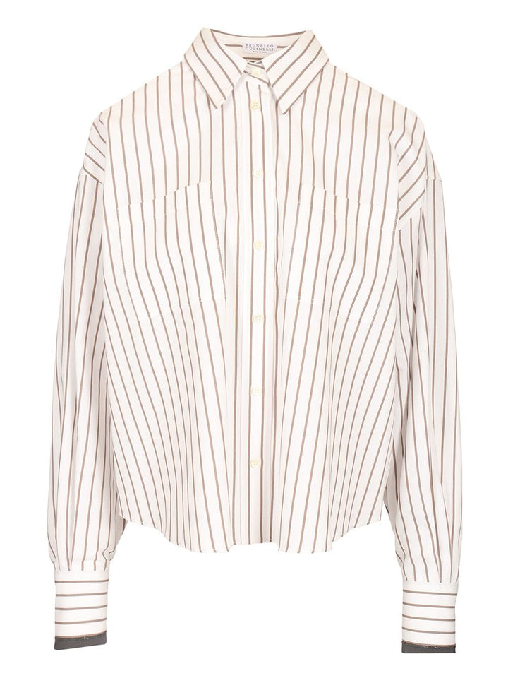 Brunello Cucinelli Striped Cotton Twill Shirt Shirts - Multicolor | 2e6c802fb4877cce1217c2a7276d00a2d0a7ddd3