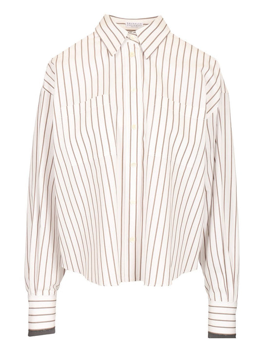 Striped Cotton Twill Shirt Shirts Multicolor