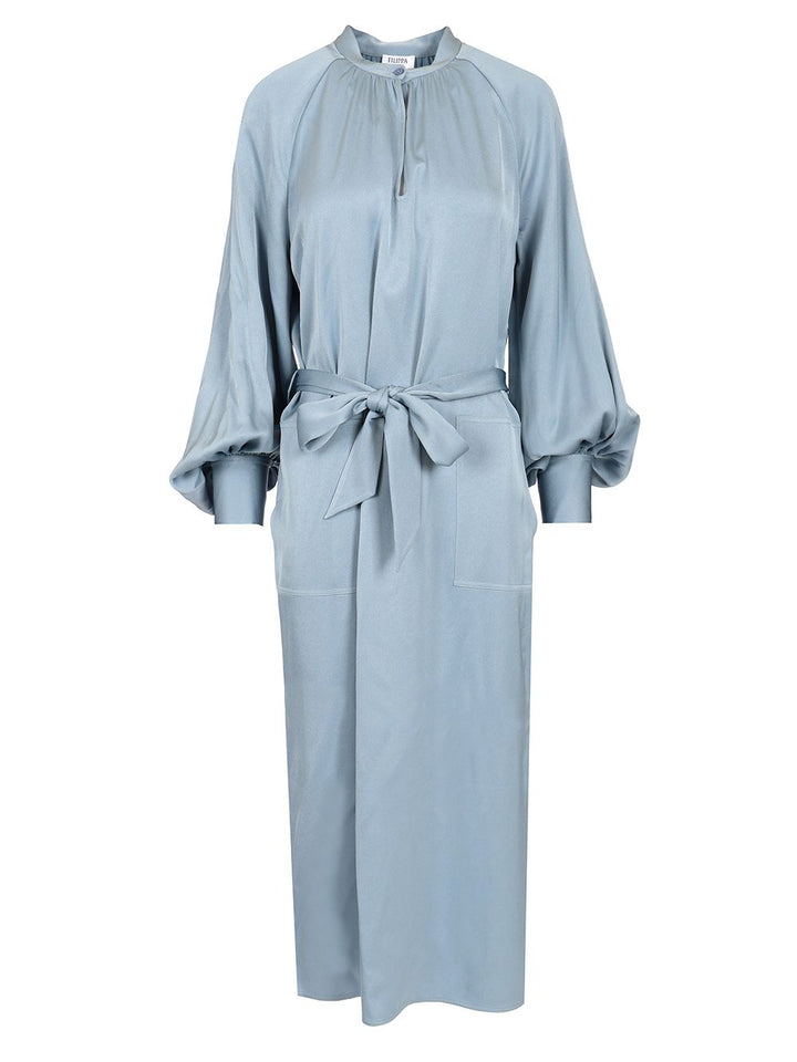 Filippa K Belted Midi Dress Dresses - Light blue | d3e642b2e0d57deb7460a503141f49b5a2c820dc