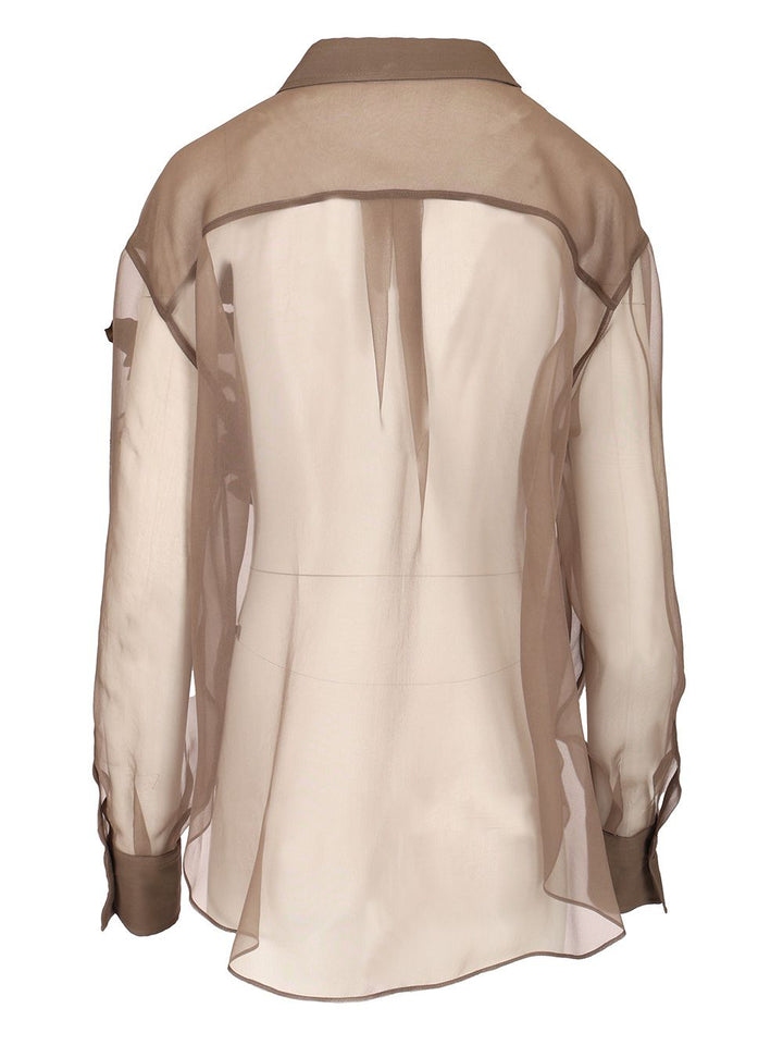 Brunello Cucinelli Shirt With Flora Appliqué Shirts - Brown | ab9e5f6d8350fd974d2e4c042b8763ea37a651e8