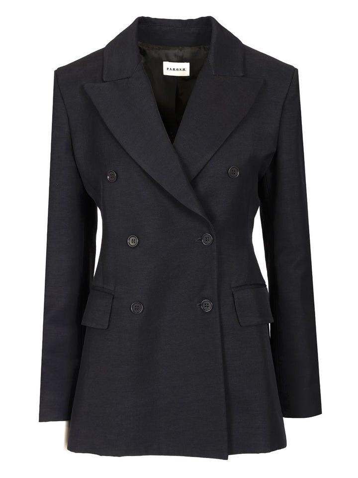 P.A.R.O.S.H. Double-Breasted Blazer Jackets - Blue | c0efae139a0655486724c1e94f43e9137aff4a53