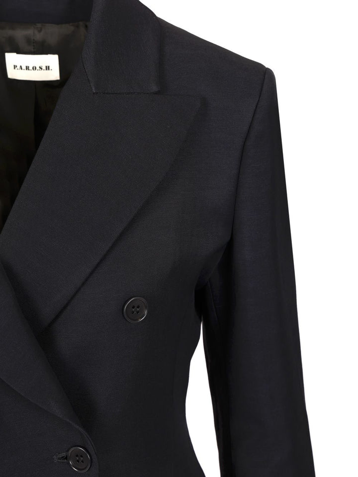 P.A.R.O.S.H. Double-Breasted Blazer Jackets - Blue | d4083ba6e6c4b11e122dfa8c10d8f08d81ebba12