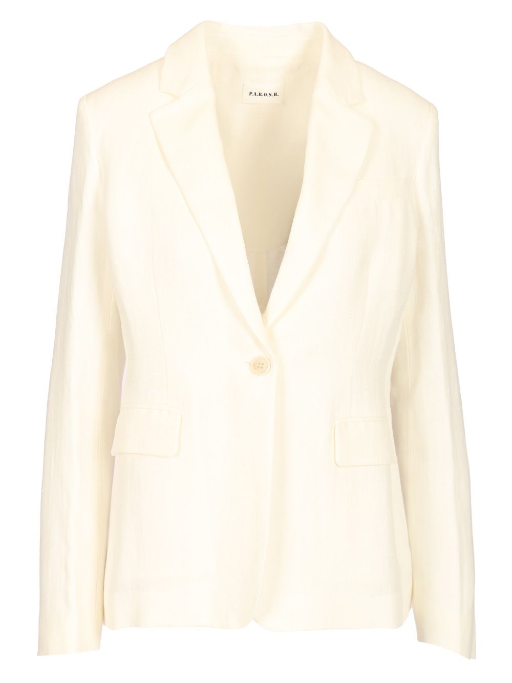 P.A.R.O.S.H. Linen Blazer Jackets - White | 4c0d34231db4b9a442b23756dd74345f4af58c2e