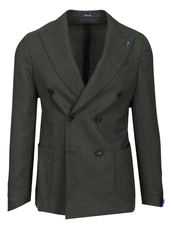Guarinucci Double-Breasted Wool Blazer Jackets - Green | 04d3d9a6e72b3421d03bff72982e2bb0b1bbdcab