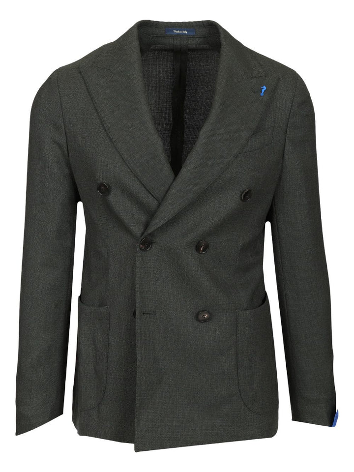 Guarinucci Double-Breasted Wool Blazer Jackets - Green | ee91192b742d1969b088e9787190fae2a450c122