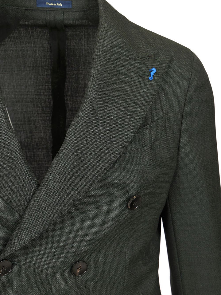 Guarinucci Double-Breasted Wool Blazer Jackets - Green | 7cd8058a65473d45040ce3ebdbc7eadefc7a9669