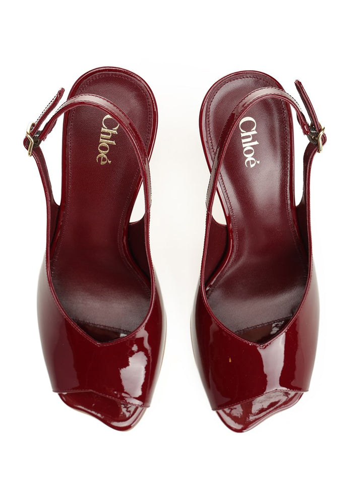 Chloe' Patent Leather Slingback Sandals - Red | 3d47b0aef91f96db0bf66b17bb608c6d4e6661f9