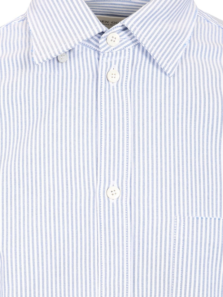 Golden Goose Deluxe Brand Striped Cotton Shirt Shirts - White | 6a5b392ab941786a520ce1735078c623df58a77f