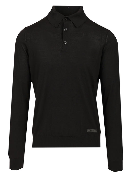 Long-Sleeved Polo Shirt Black
