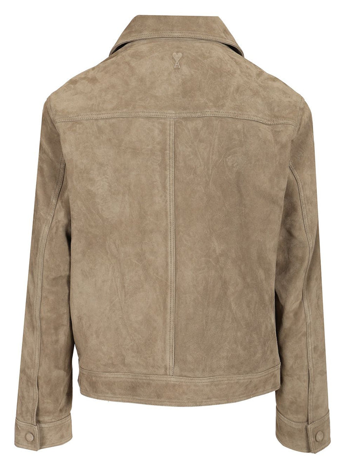 Ami Lamb Suede Jacket Jackets - Grey | 1f3267fe4987ecf699418917fc613cce60e31fc2